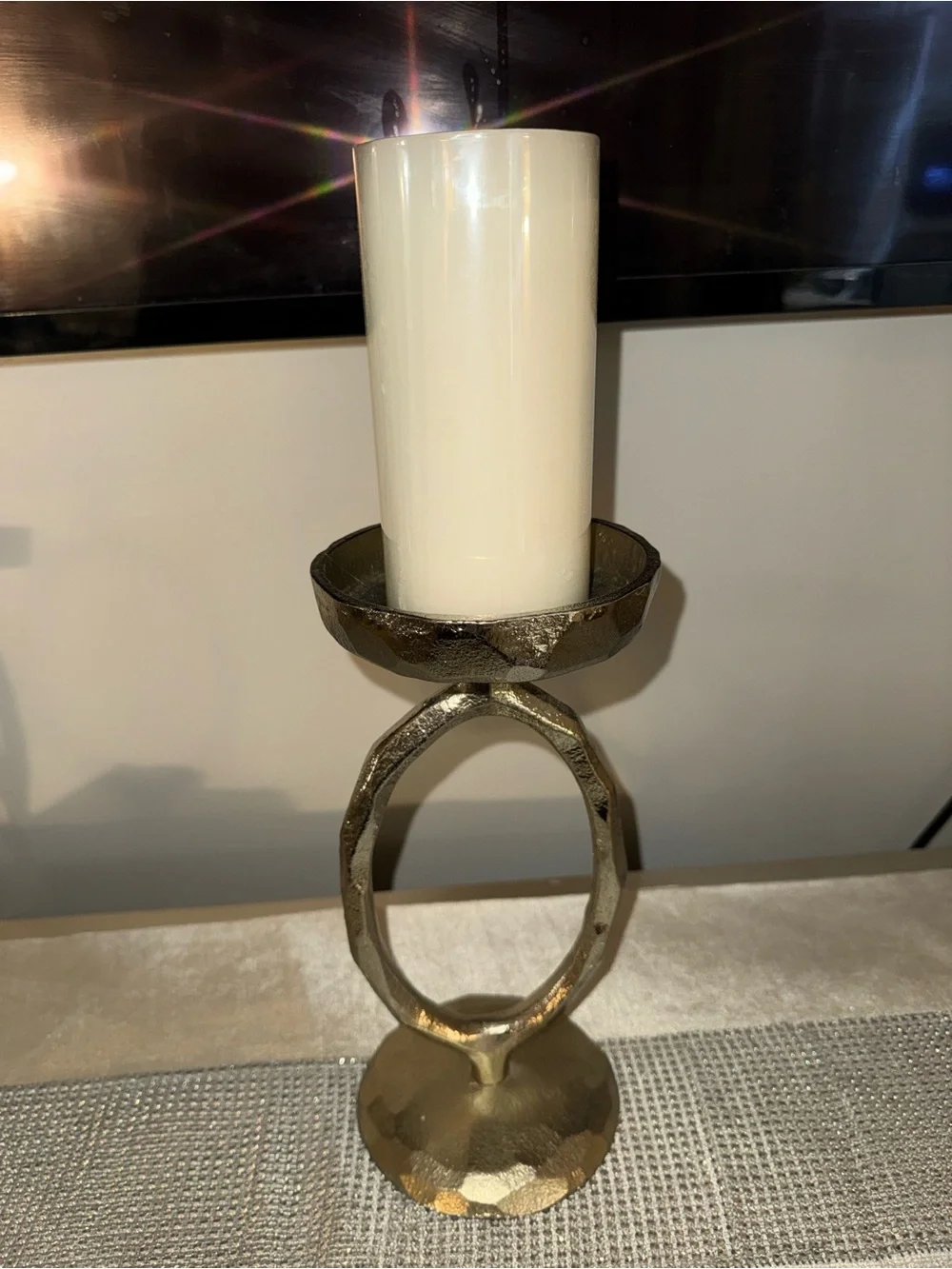NWOT, Modern Metal Oval Candle Holder for Tabletop Decor